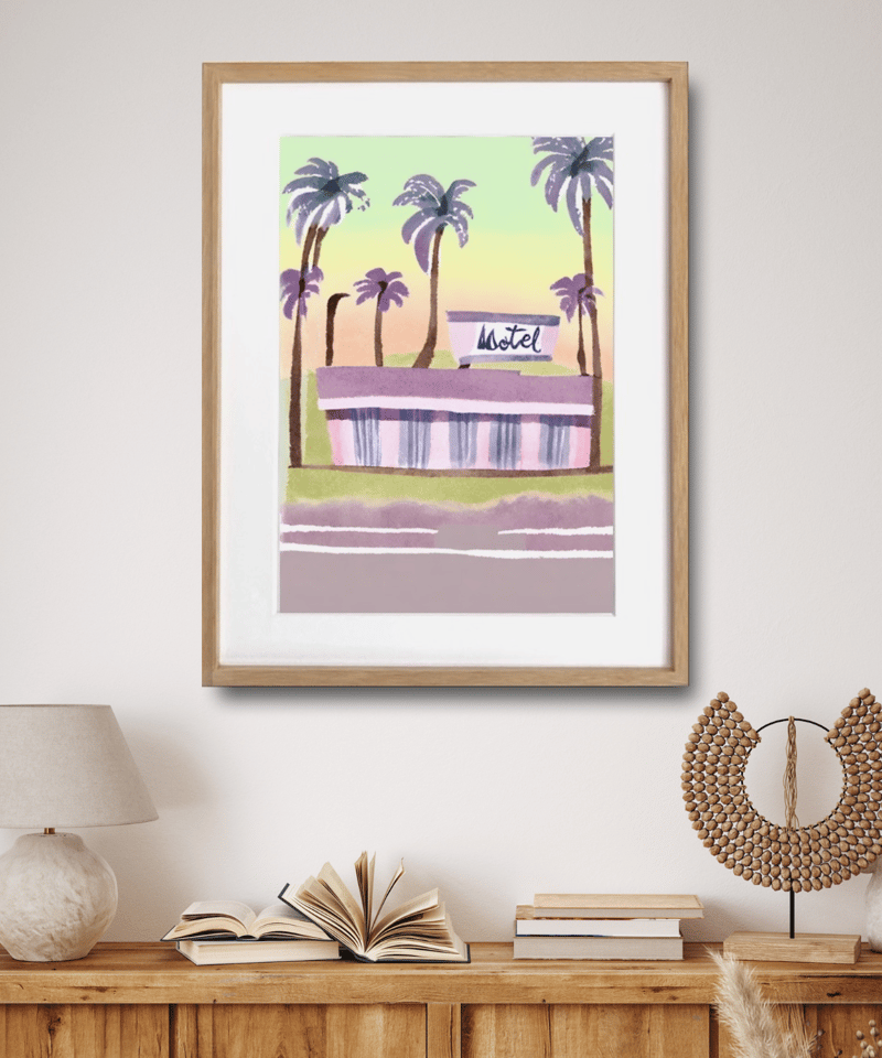 Motel｜カラフル×レトロのカリフォルニアドローイングアートポスター