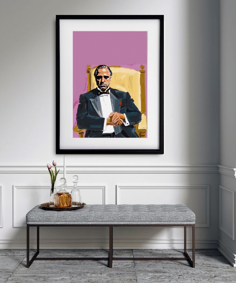 Godfather｜マーロン・ブランドが魅せる名作映画アートポスター｜重厚