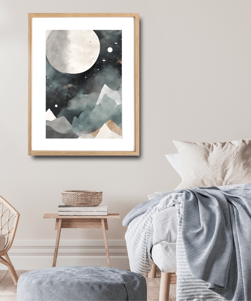 Full Moon｜満月の北欧ミニマルアートポスター｜A4〜A2額縁セット