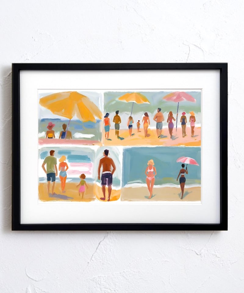 beach before evening ⅱ｜夕暮れ前のビーチを描いたドローイング