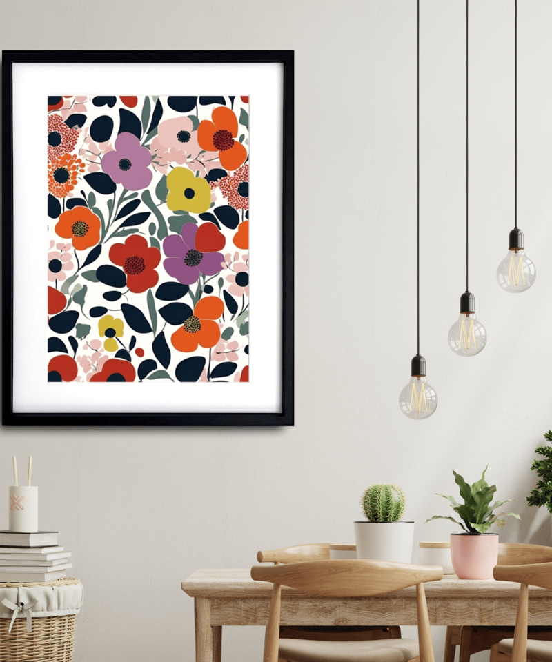 Resonance｜マリメッコ風ボタニカルアートポスター｜花々の調和を描く