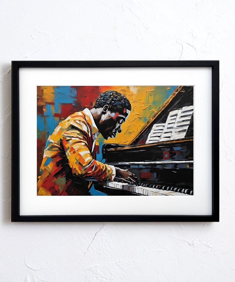 Piano Man｜渋さ漂うピアノ男性アートポスター｜レトロモダンな部屋に
