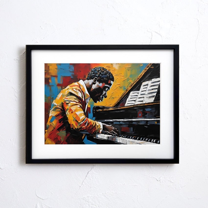 Piano Man｜渋さ漂うピアノ男性アートポスター｜レトロモダンな部屋に