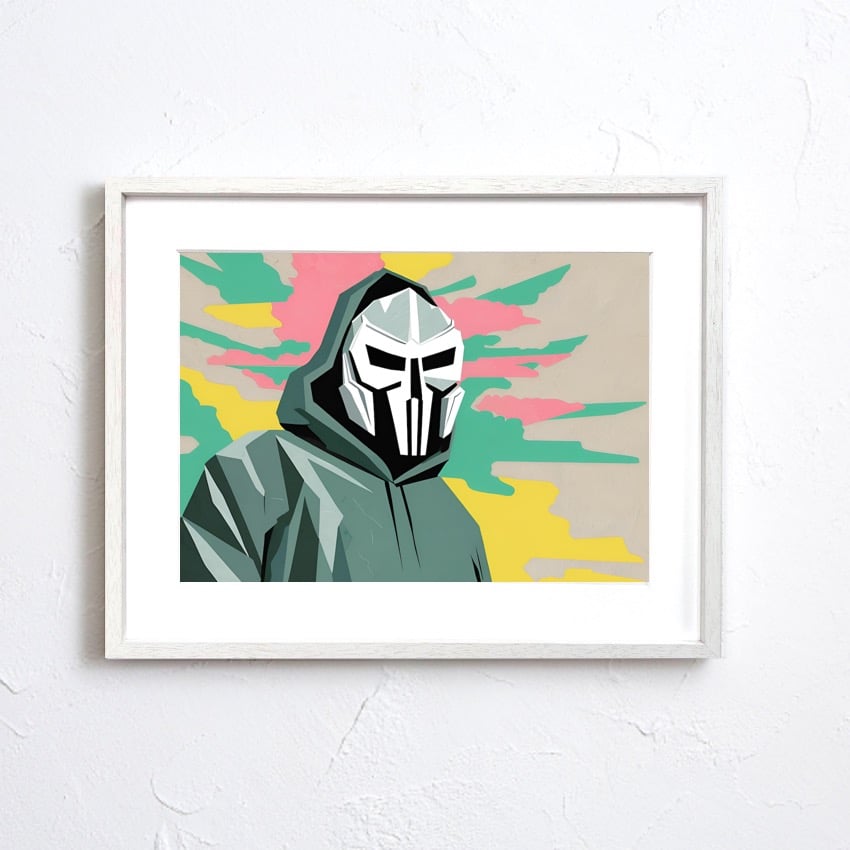 MF Doom｜伝説的MCへ敬意を込めたマスクアートポスター｜ストリート感