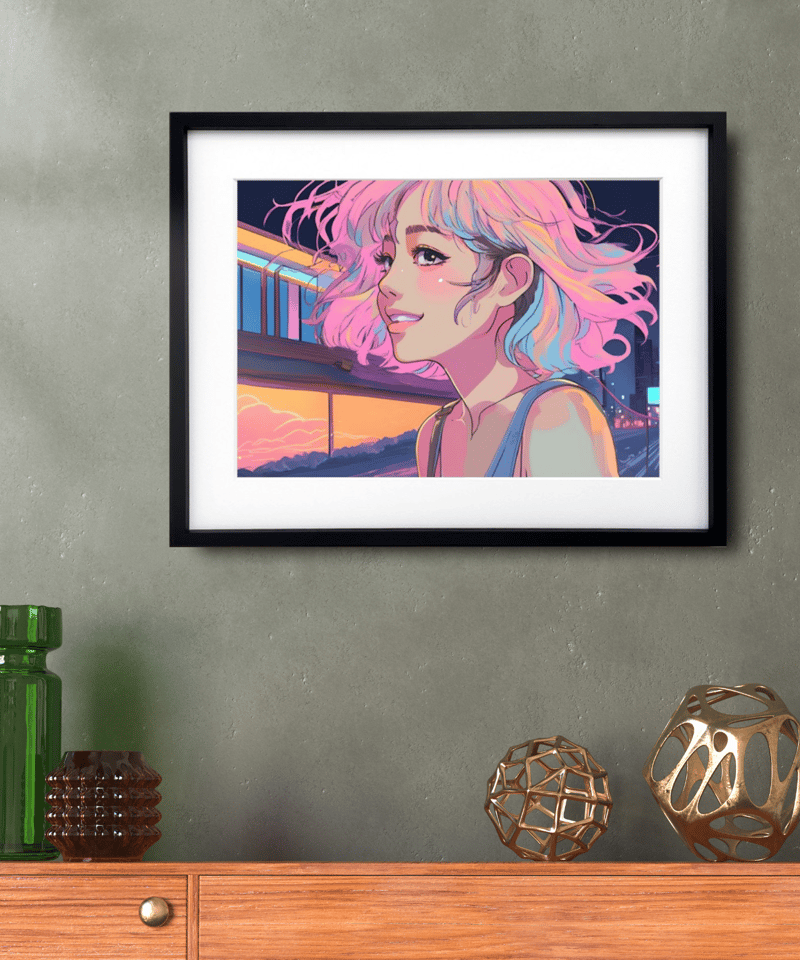 Bob Girl Ⅵ｜レトロでかわいいパステルガールのアートポスター