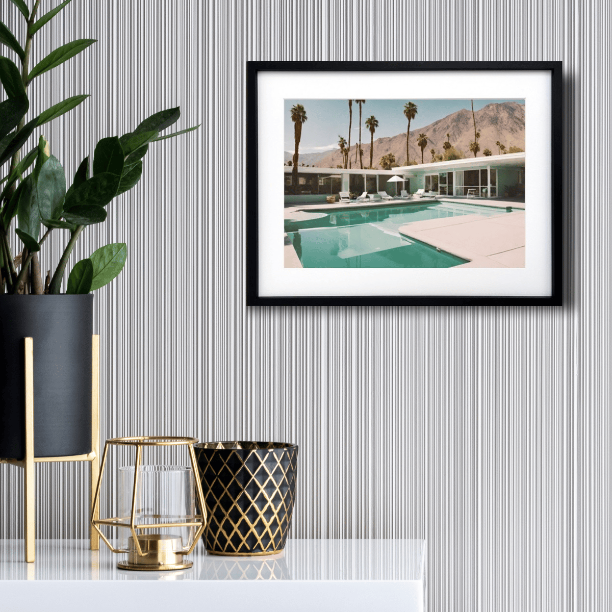 Poolside｜西海岸プールサイドのレトロモダンアートポスター｜A4〜A2