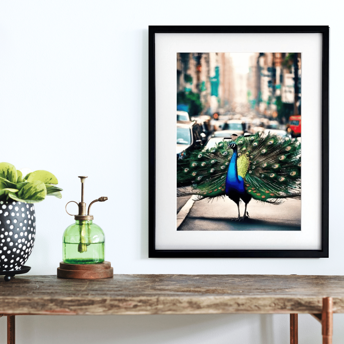 Peacock Trip｜孔雀を纏う象のユニークアートポスター｜A4〜A2額縁