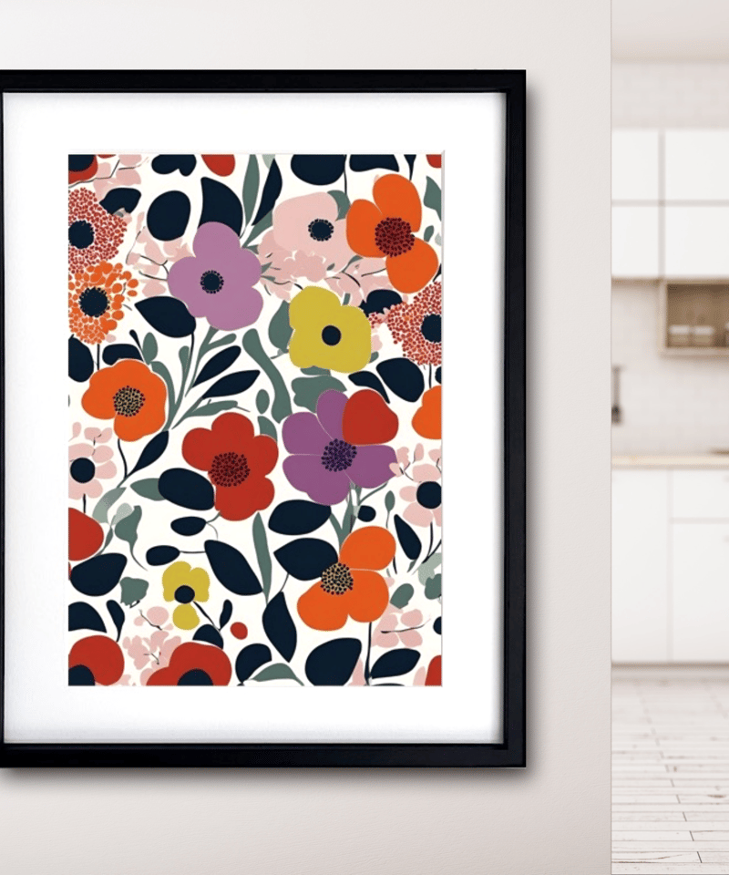 Resonance｜マリメッコ風ボタニカルアートポスター｜花々の調和を描く