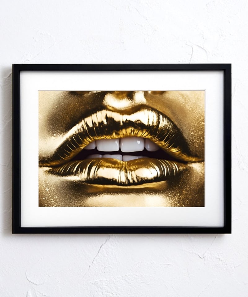ゴールドの唇が印象的な『GOLD KISS』。額縁・マット付きで高級