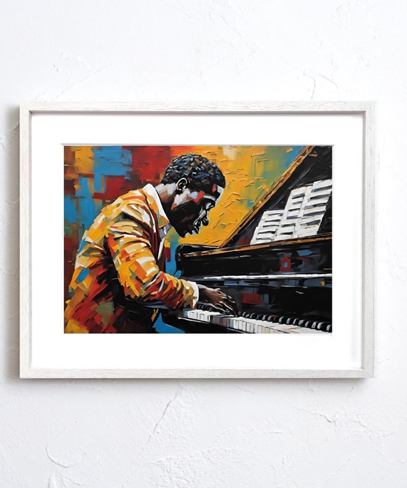 Piano Man｜渋さ漂うピアノ男性アートポスター｜レトロモダンな部屋に