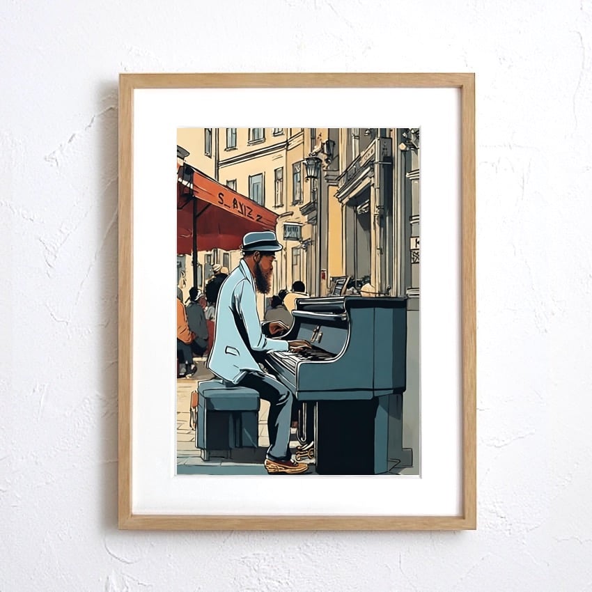 Street Musician｜街角のピアノと大人の渋さを描くジャズアート