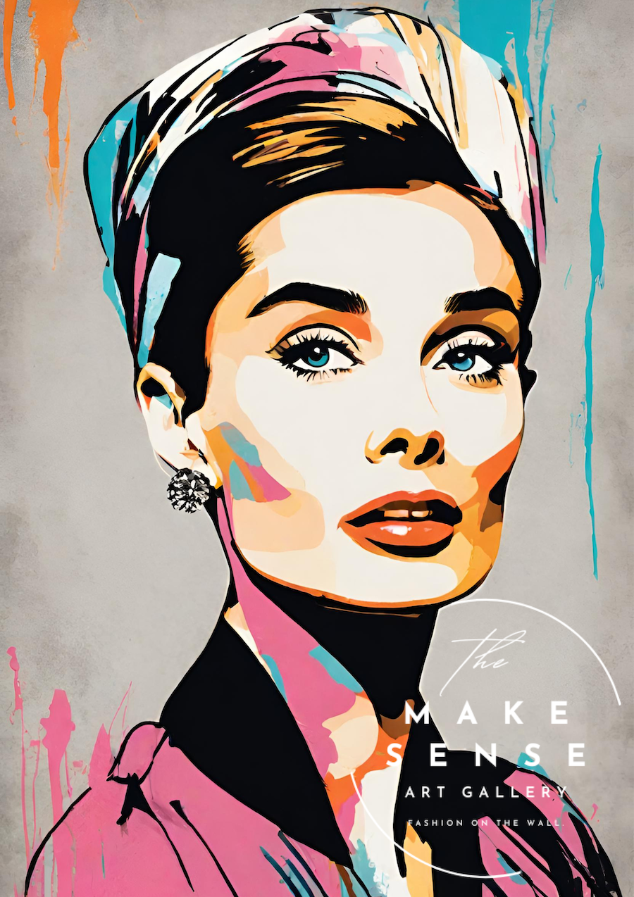 Audrey Hepburn｜鮮やかな抽象表現で描く現代アートポスター｜A4〜A2