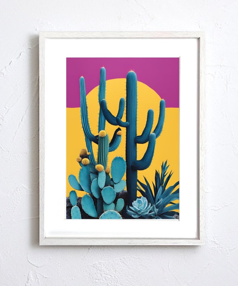 な 絵画カリフォルニアビンテージアート サボテン アメリカンヴィンテージ カリフォルニア 仙人掌 レトロ