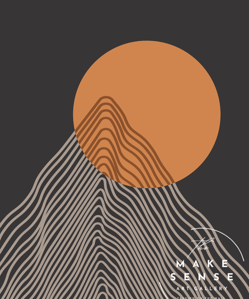 Precise｜太陽と山をレトロに描いたボヘミアンミニマルアートポスター