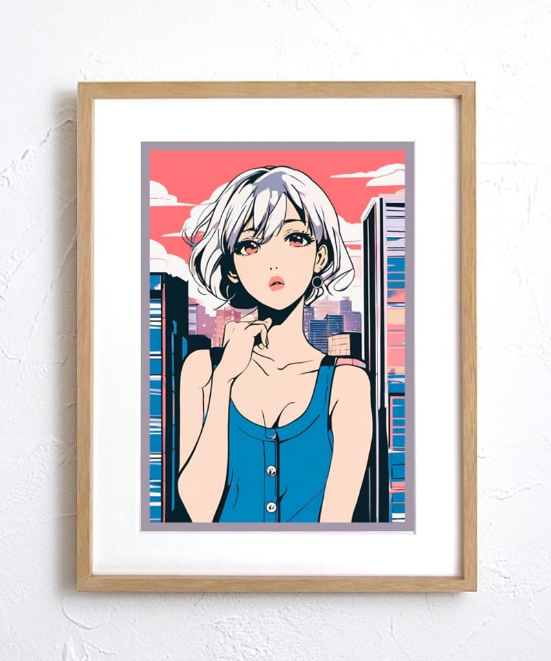 Bob Girl ⅳ｜レトロで可愛い女の子を描いたファンシーアートポスター