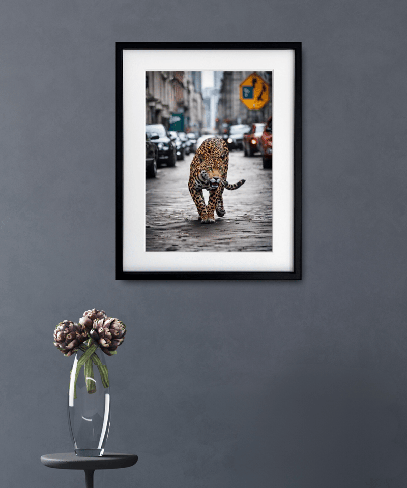 都会を旅するジャガーを描いたユニークなアートポスター「Jaguar Trip