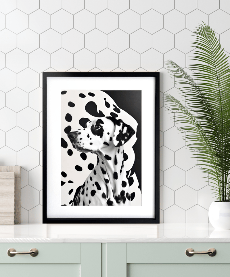 Dalmatian｜モノクロが映えるダルメシアンのアートポスター｜シンプル