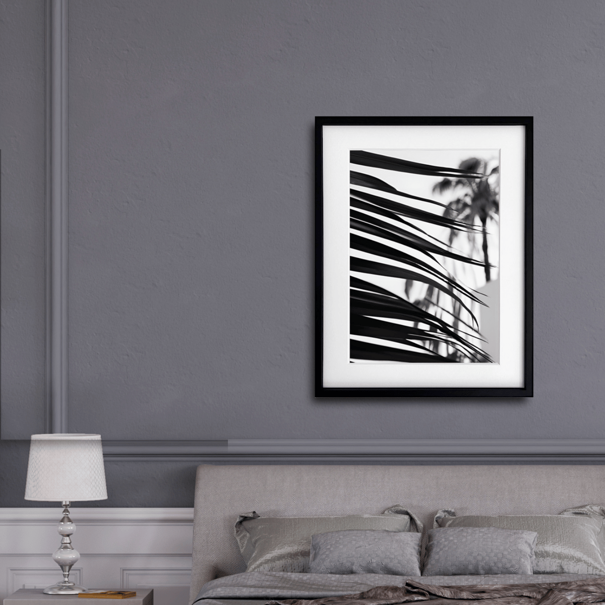 palm leaf｜モノクロで描く大人のパームツリーアートポスター｜西海岸