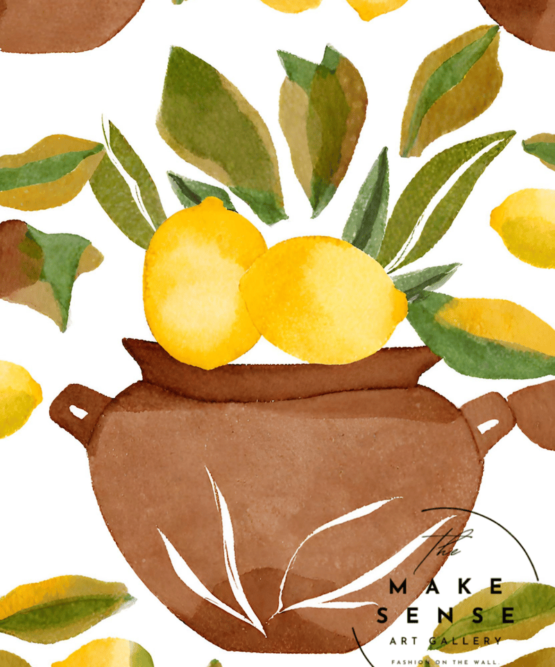 Lemon｜北欧ミニマルの抽象レモンアートポスター｜差し色が映える