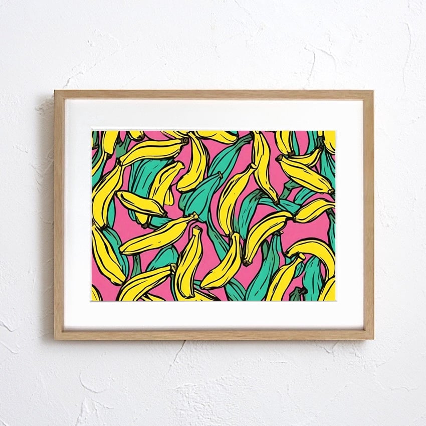 額縁 絵画 バナナ インテリア Amazon.co.jp: 壁アート装飾絵画、フレーム付きバナナリーフ