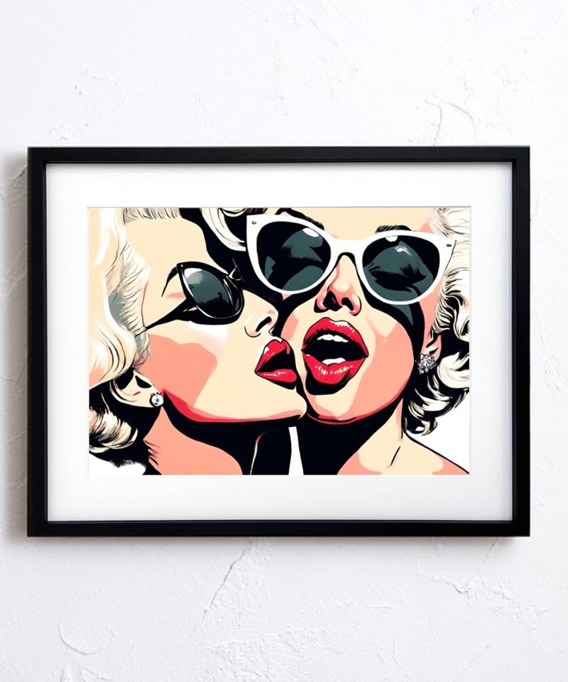 xenosurfboard デュアルツイン　マリリン・モンロー Twinz ⅱ｜双子のマリリンを描いた大胆コンテンポラリーアートポスター