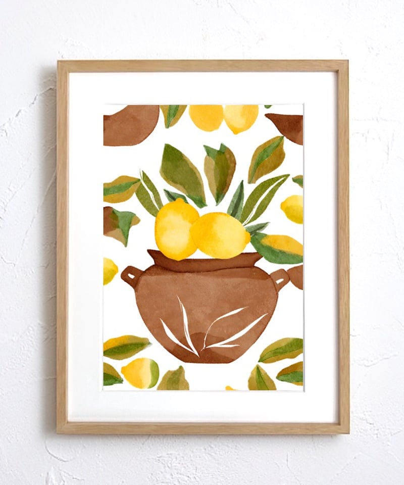 Lemon｜北欧ミニマルの抽象レモンアートポスター｜差し色が映える