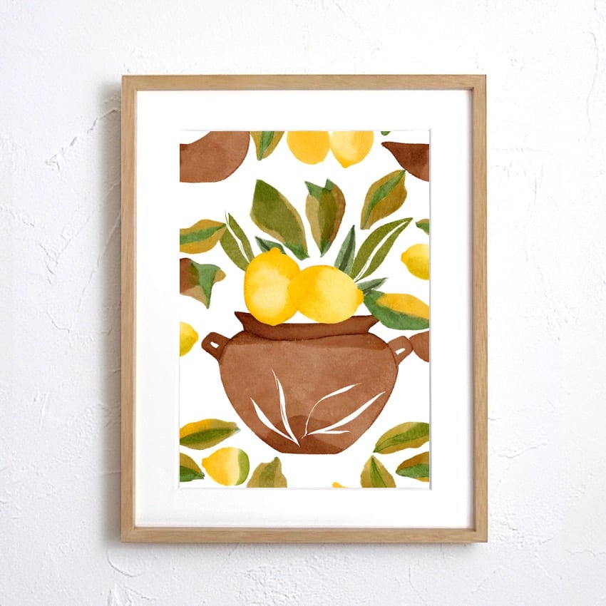 Lemon｜北欧ミニマルの抽象レモンアートポスター｜差し色が映える