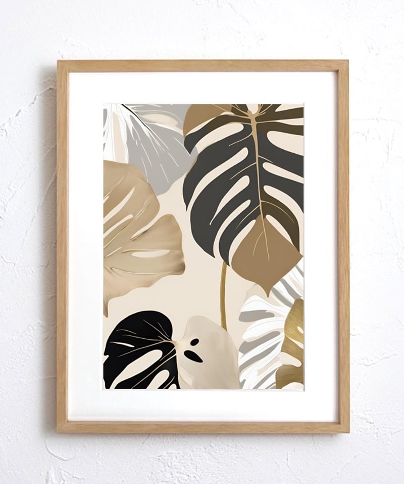 モンステラ ボタニカル ミニマルスタイル 抽象画 スカンジナビア