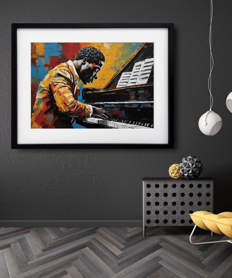 Piano Man｜渋さ漂うピアノ男性アートポスター｜レトロモダンな部屋に
