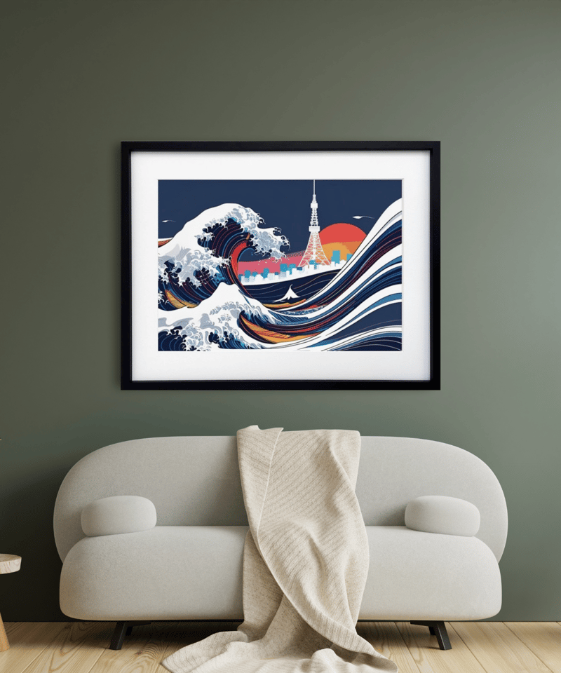 モダンアート The Great Wave Urban ⅱ｜葛飾北斎の名作をモダンに再構築した和