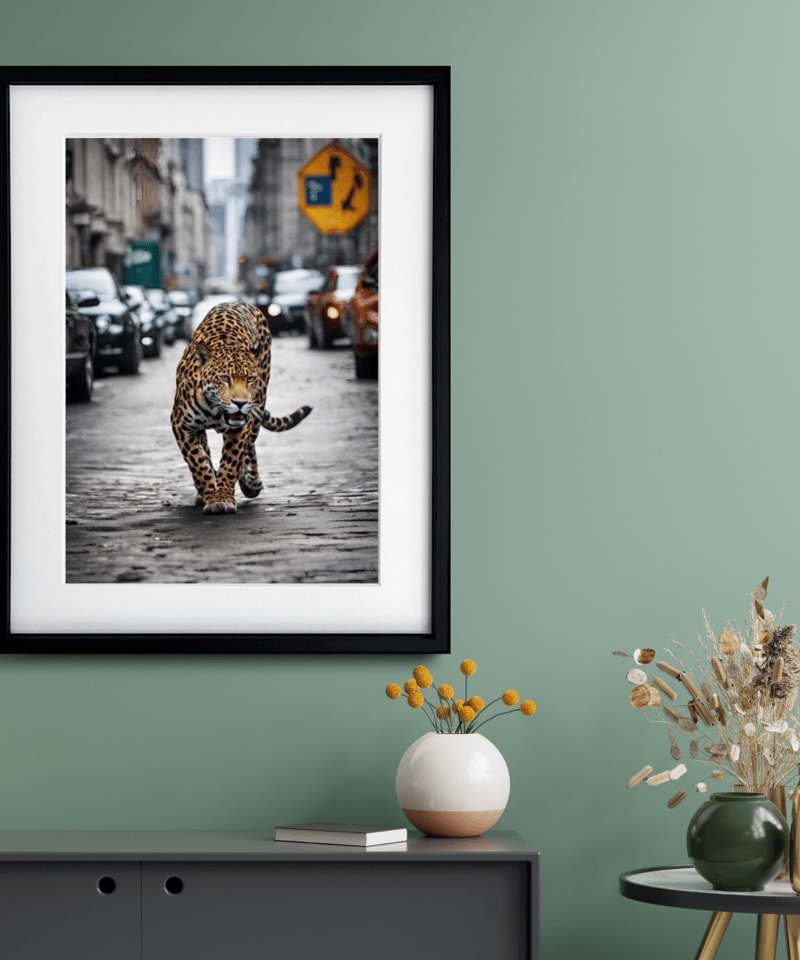 都会を旅するジャガーを描いたユニークなアートポスター「Jaguar Trip