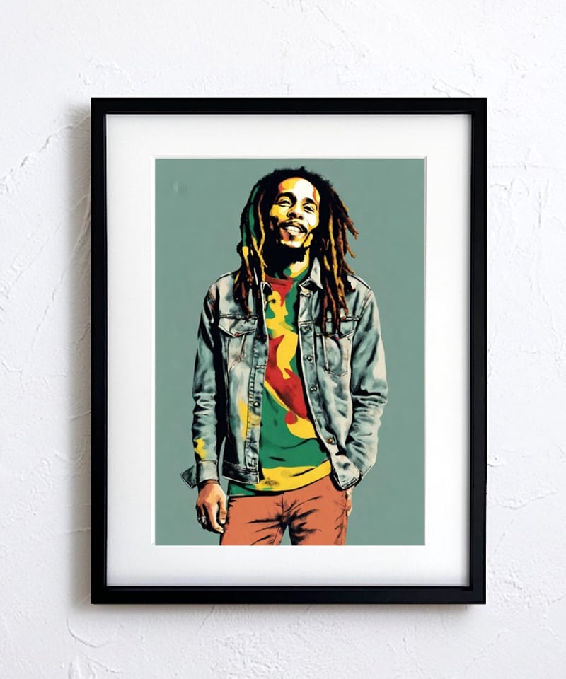 BOB MARLEY・ファッション・ポップアート・レゲエ・人物画 A4,A3,A2サイズ アー...