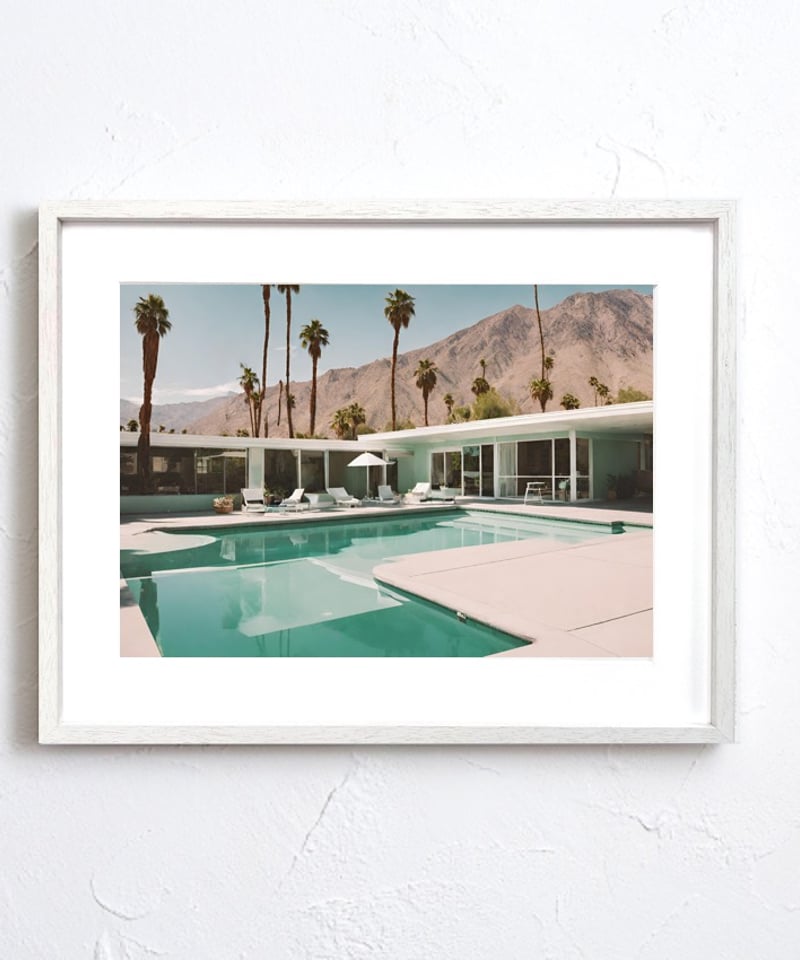 Poolside｜西海岸プールサイドのレトロモダンアートポスター｜A4〜A2