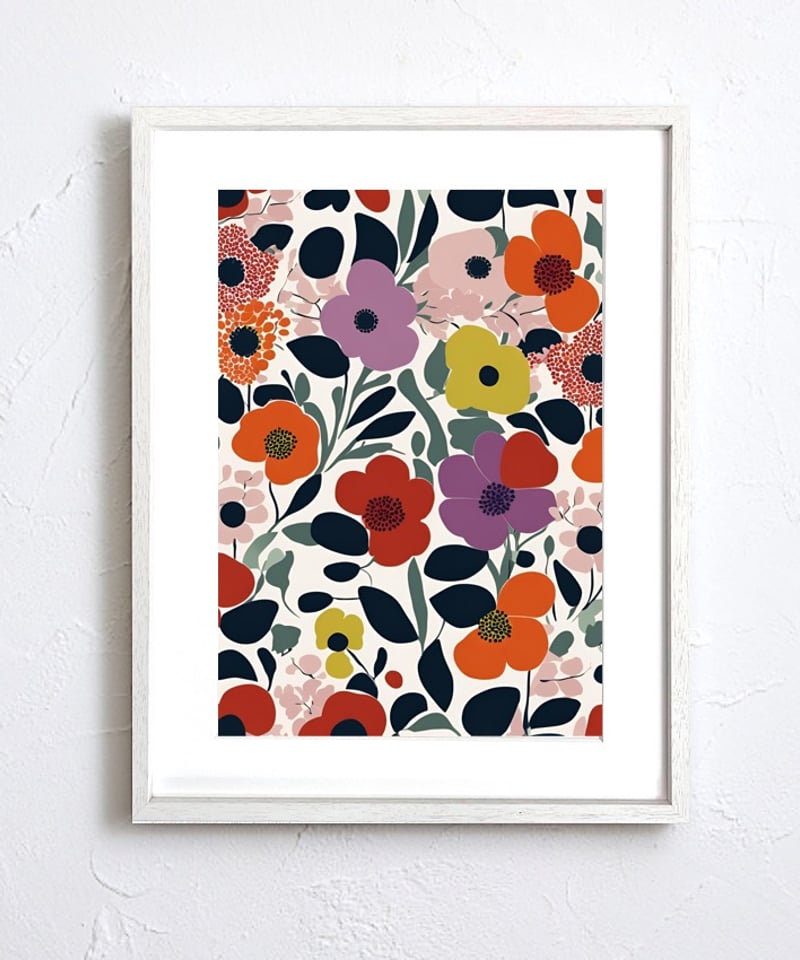 Resonance｜マリメッコ風ボタニカルアートポスター｜花々の調和を描く