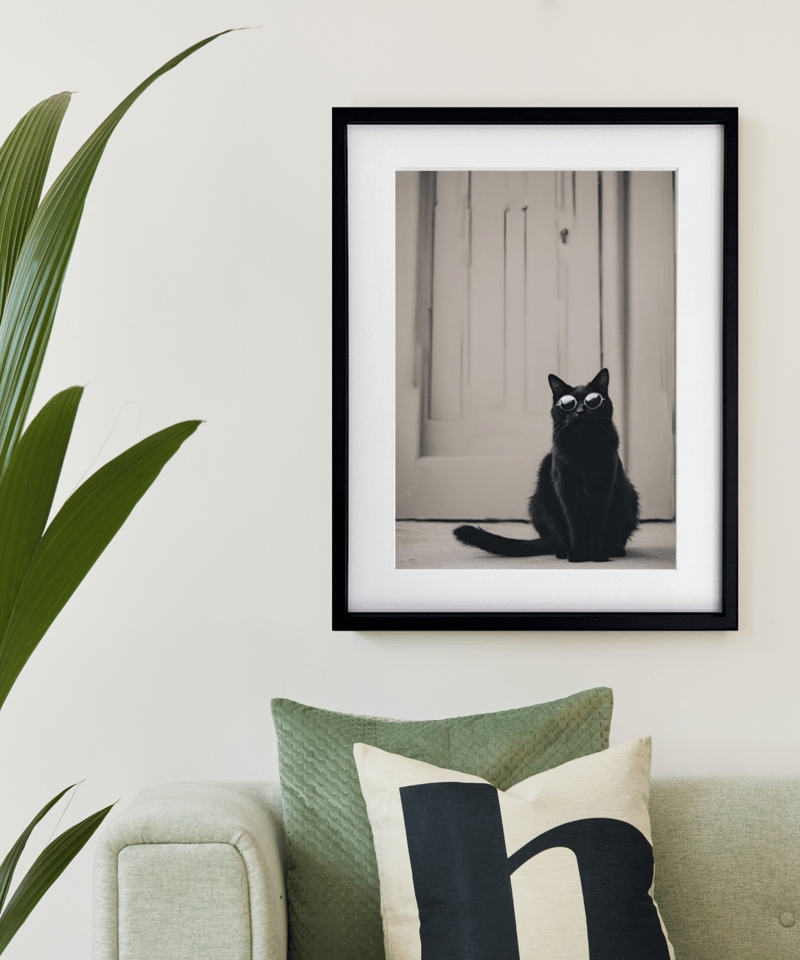 Black Cat 黒猫 サングラス 白黒インテリア Black&White ネコ Black Cat 黒猫 サングラス 白黒インテリア Black&White ネコ