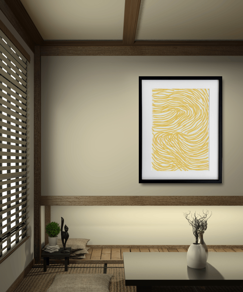 RAMEN Ⅱ｜ラーメンを抽象的に描くモダンアートポスター｜木製額縁付き