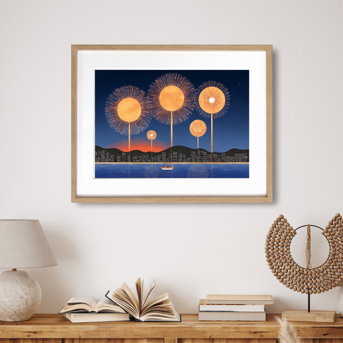 花火の夜景画 Amazon.co.jp: 田口みちる『花火(F6号)』高精彩工芸画+手彩 風景