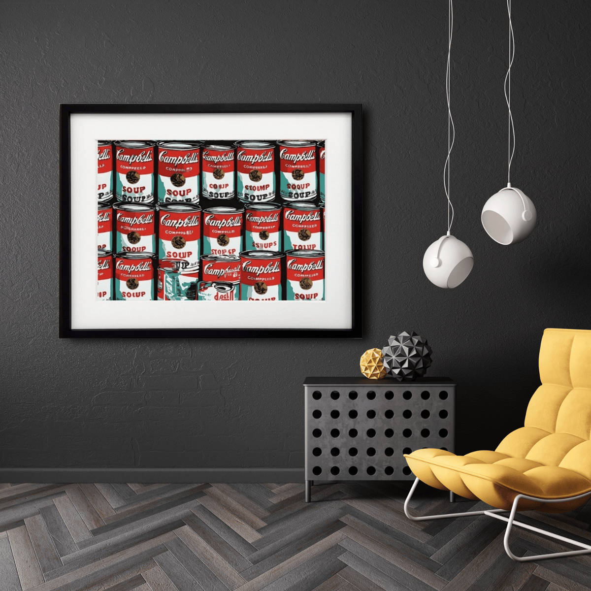 SOUP｜ポップアート風スープ缶デザインのアートポスター｜カフェ風
