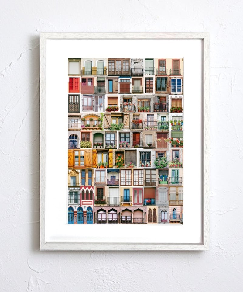 窓越しの世界｜街角の情景を切り取ったレトロコラージュアートポスター