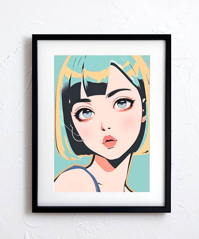 Bob Girl Ⅸ｜透明感あるパステルグリーン女性アートポスター｜モダン