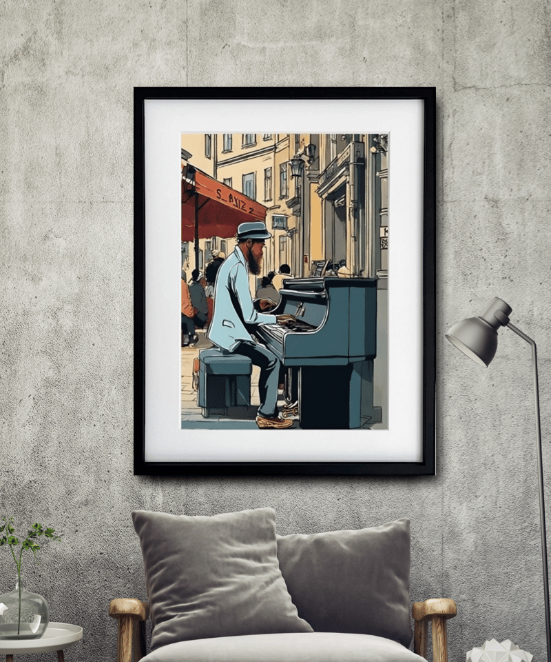 Street Musician｜街角のピアノと大人の渋さを描くジャズアート