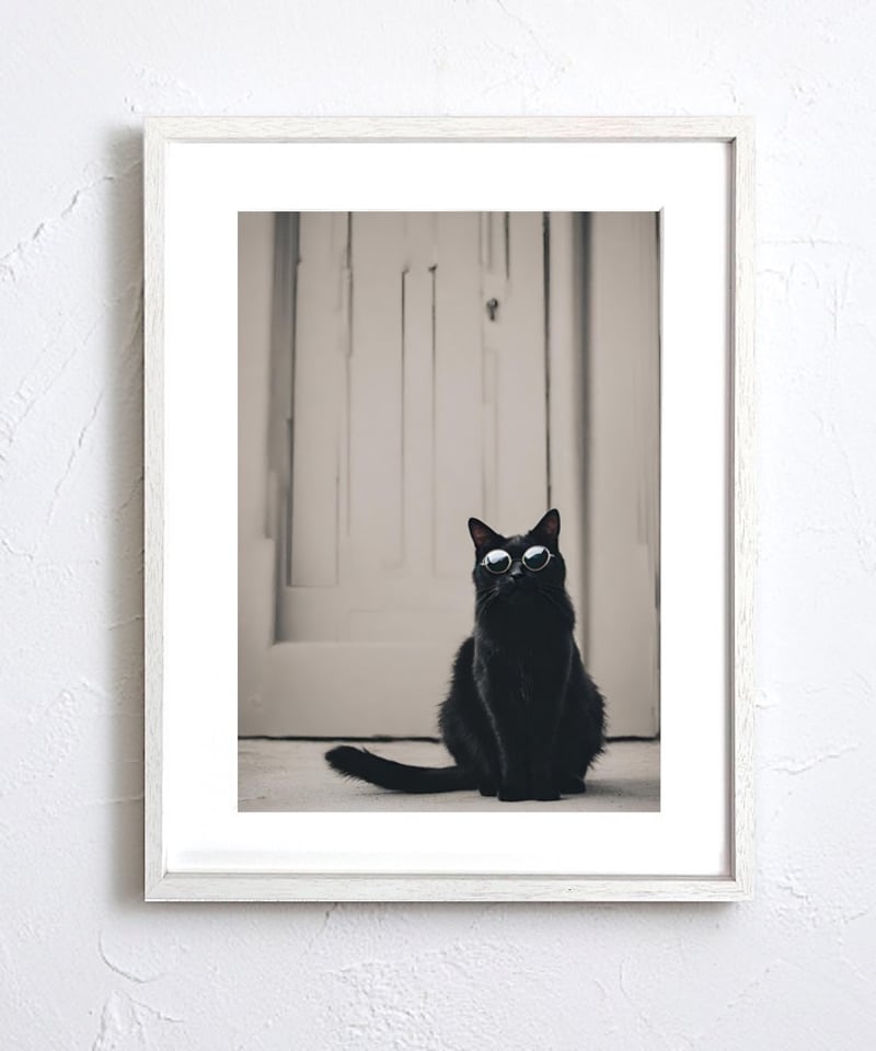 Black Cat 黒猫 サングラス 白黒インテリア Black&White ネコ Black Cat 黒猫 サングラス 白黒インテリア Black&White ネコ