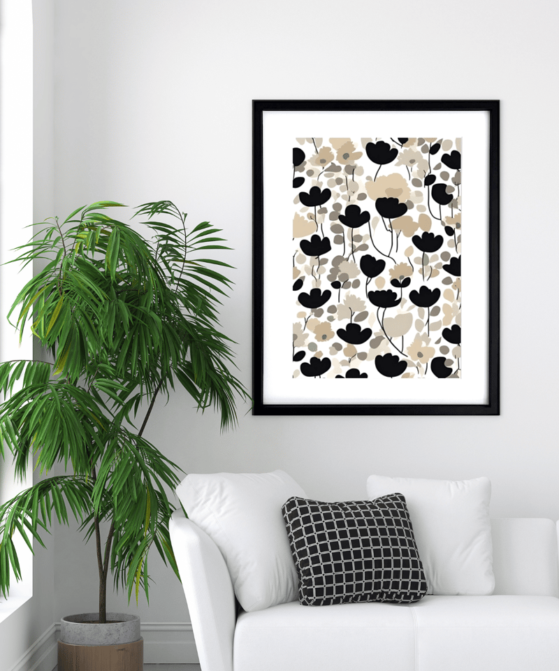 Quietude｜上品でシックなポピーの北欧ボタニカルアートポスター