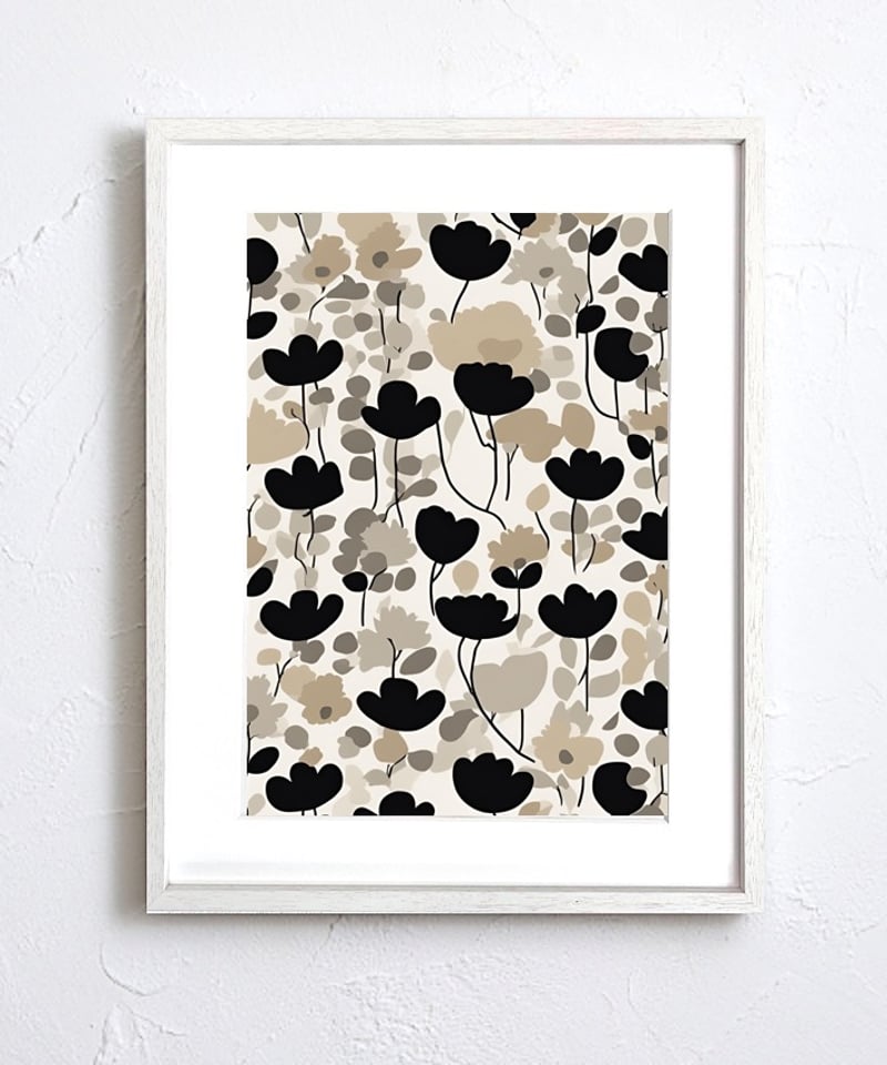 Quietude｜上品でシックなポピーの北欧ボタニカルアートポスター