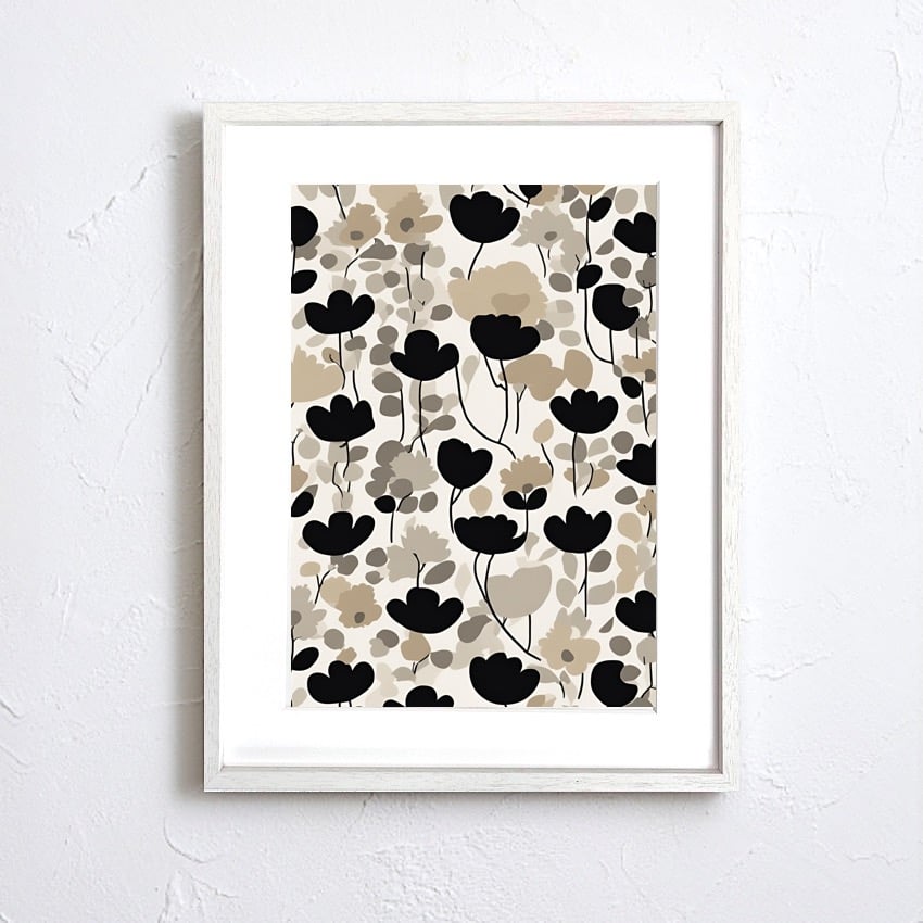 Quietude｜上品でシックなポピーの北欧ボタニカルアートポスター