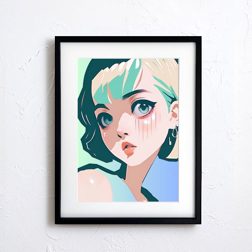 Bob Girl X｜パステルグリーンが映えるレトロポップアートポスター
