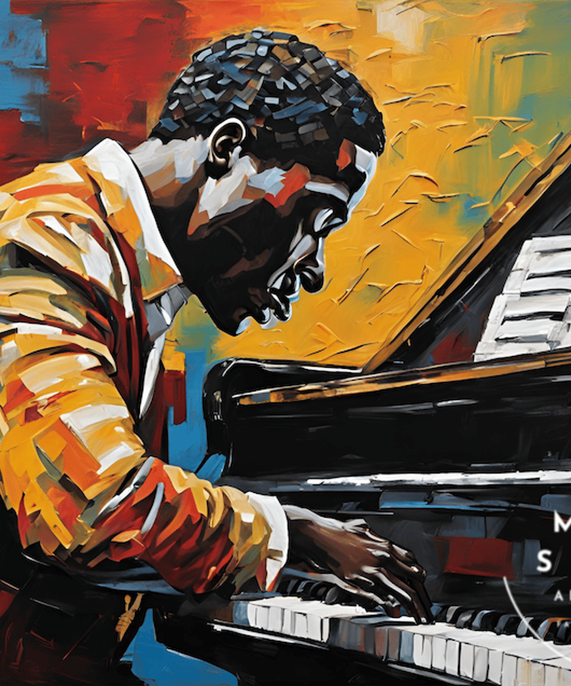 Piano Man｜渋さ漂うピアノ男性アートポスター｜レトロモダンな部屋に