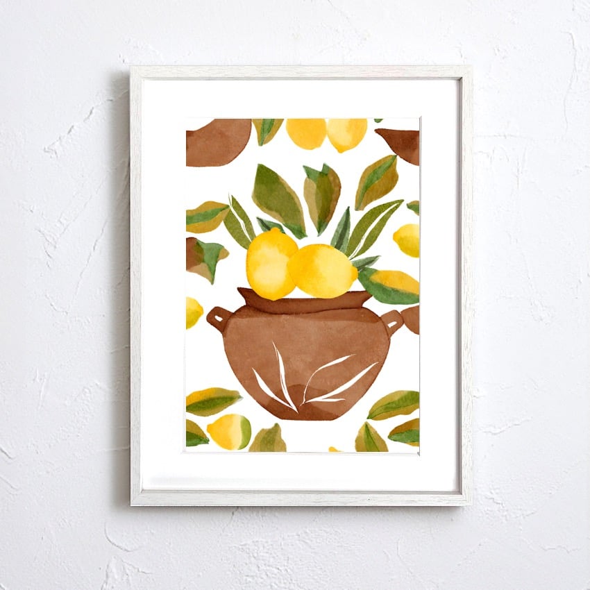 Lemon｜北欧ミニマルの抽象レモンアートポスター｜差し色が映える
