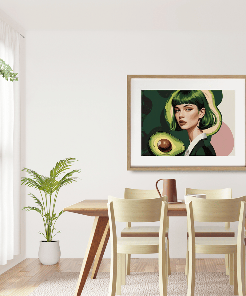 Avocado Girl｜ポップでシュールなアボカド×女性アートポスター