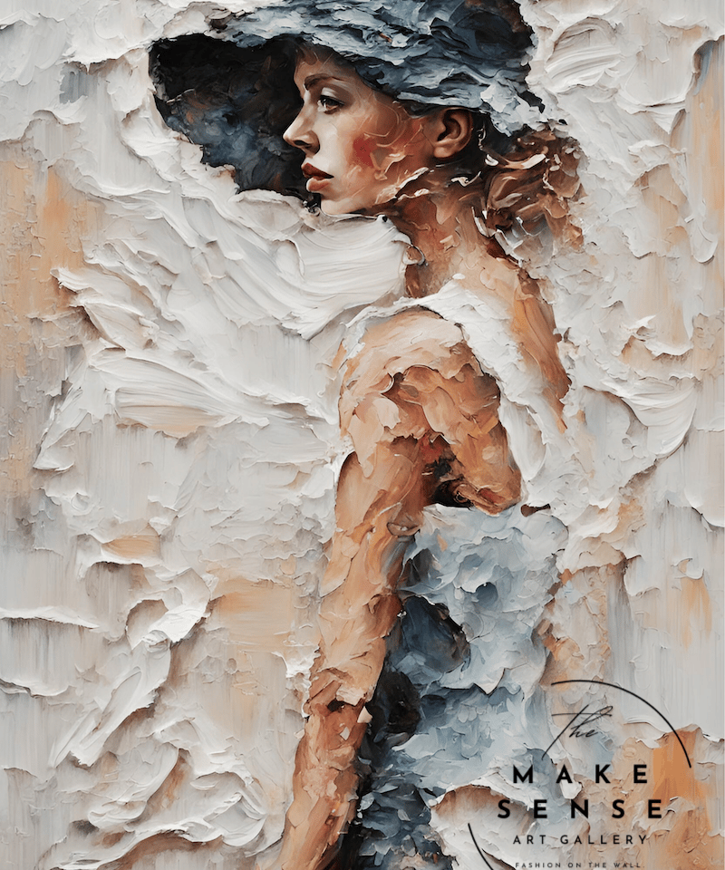 Serene｜静けさを纏う少女の油絵風アートポスター｜北欧ミニマルに